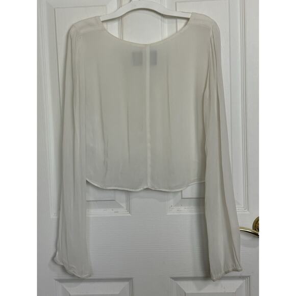 Reformation White Cropped Long Sleeve Top Size XS Boho Sheer Peasant Renfest - Picture 3 of 10